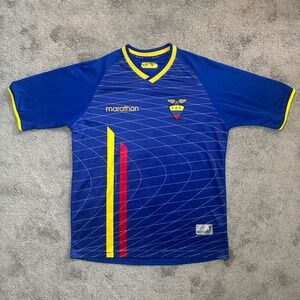 Marathon Ecuador Soccer Jersey Men XL Blue F.E.F. National Team Graphic Shirt